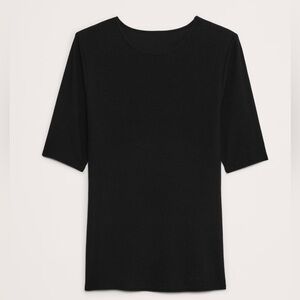 Banana Republic Ribbed Elbow-length sleeve T—Shirt in Black Size L